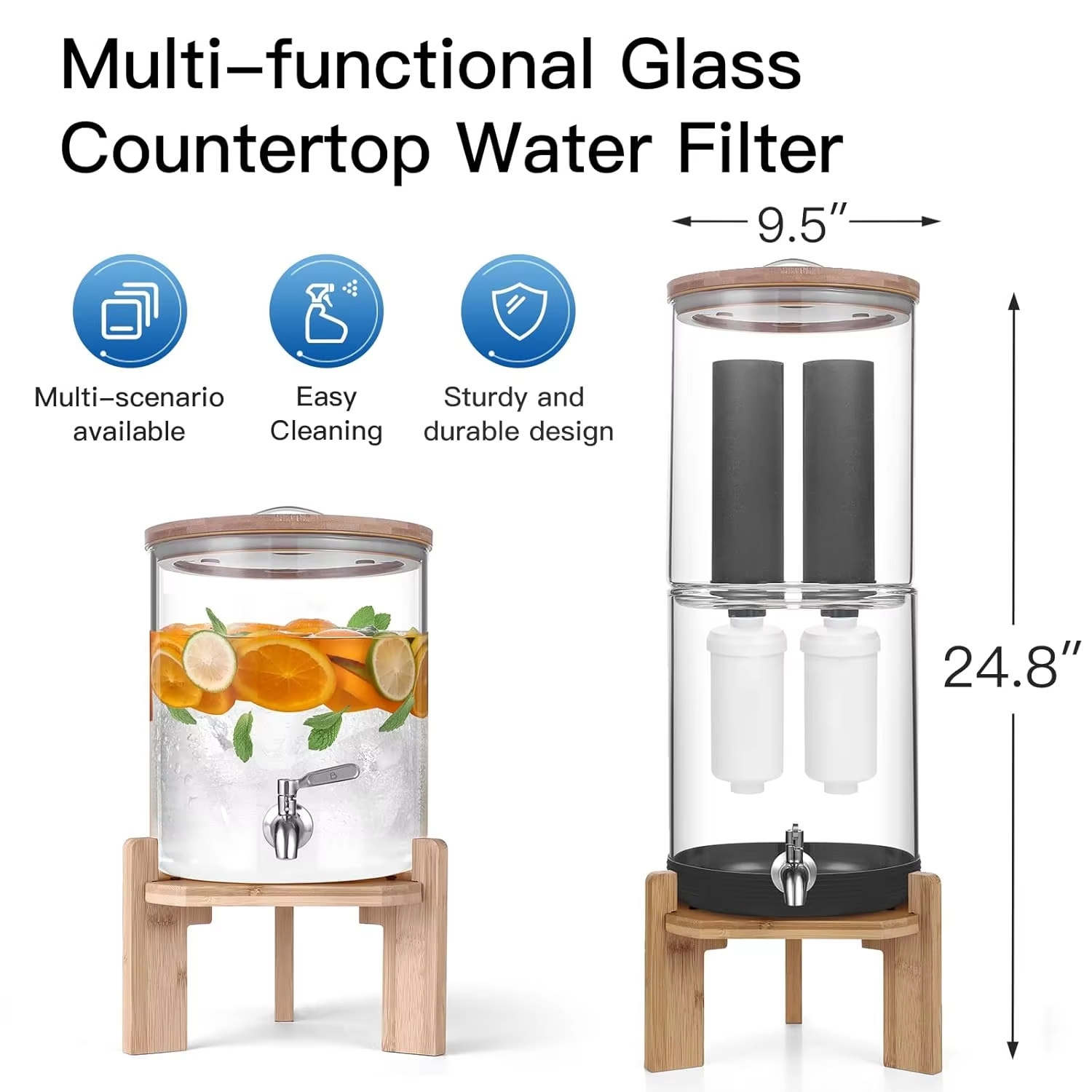 WAMAX Water Filter Pot Technology Feature 1 - Gravity-fed filtration system with advanced carbon media